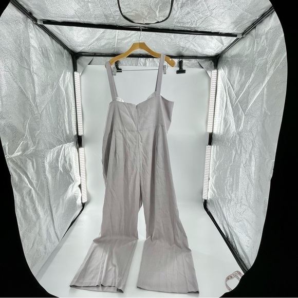 Roxy Glen Plaid Jumpsuit Spring WAYF Neutral Front Cutout Plus Size 3X NWT - Picture 10 of 14